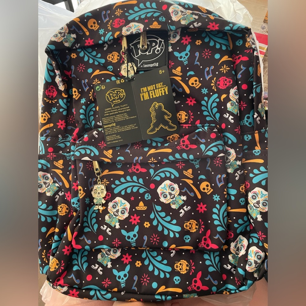 LOUNGEFLY Gabriel Iglesias “Fluffy” Backpack Dia de los Muertos
